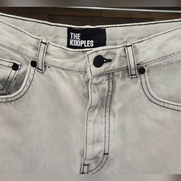 The Kooples Black Bleached Straight Jeans Sleek Design- Distressed Hem - Picture 7 of 10